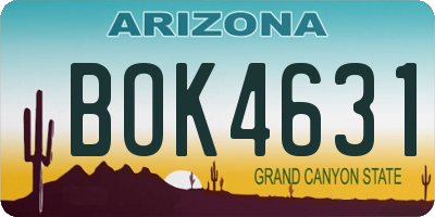 AZ license plate BOK4631
