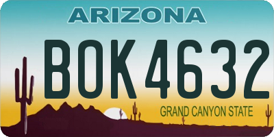 AZ license plate BOK4632