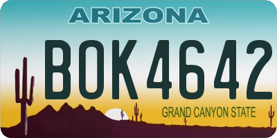AZ license plate BOK4642