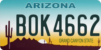 AZ license plate BOK4662