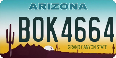 AZ license plate BOK4664