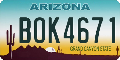 AZ license plate BOK4671