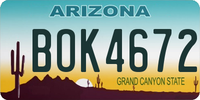 AZ license plate BOK4672