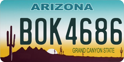 AZ license plate BOK4686