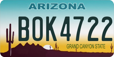 AZ license plate BOK4722
