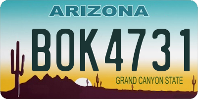 AZ license plate BOK4731