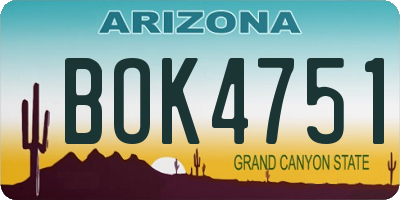 AZ license plate BOK4751