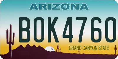 AZ license plate BOK4760