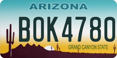 AZ license plate BOK4780