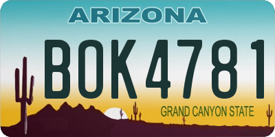 AZ license plate BOK4781