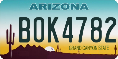 AZ license plate BOK4782
