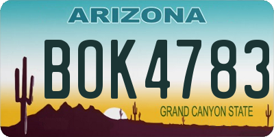 AZ license plate BOK4783