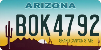 AZ license plate BOK4792