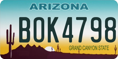 AZ license plate BOK4798