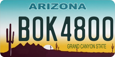 AZ license plate BOK4800
