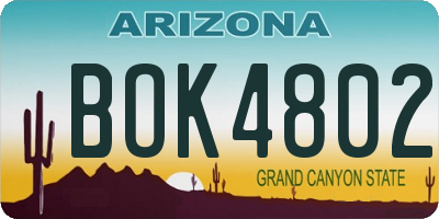 AZ license plate BOK4802