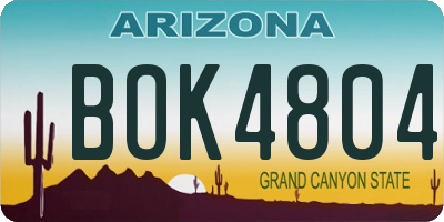 AZ license plate BOK4804