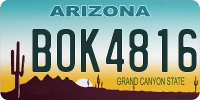 AZ license plate BOK4816