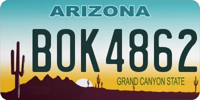 AZ license plate BOK4862