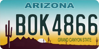 AZ license plate BOK4866