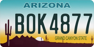 AZ license plate BOK4877