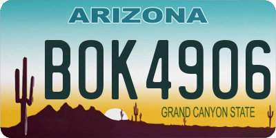 AZ license plate BOK4906