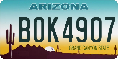 AZ license plate BOK4907
