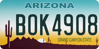 AZ license plate BOK4908