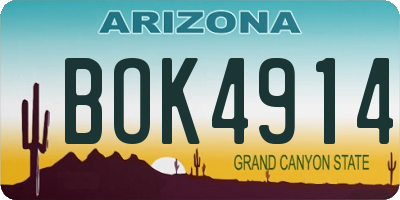 AZ license plate BOK4914