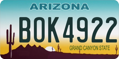 AZ license plate BOK4922