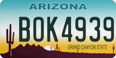 AZ license plate BOK4939