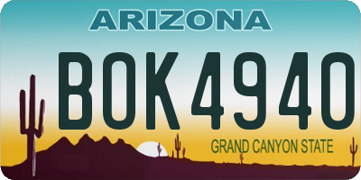 AZ license plate BOK4940
