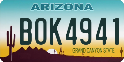 AZ license plate BOK4941
