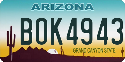 AZ license plate BOK4943