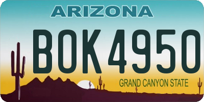 AZ license plate BOK4950