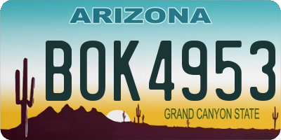 AZ license plate BOK4953