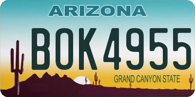 AZ license plate BOK4955