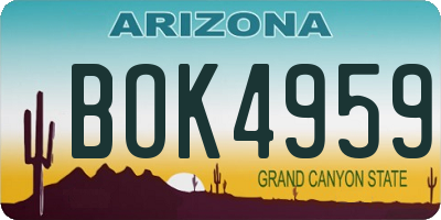 AZ license plate BOK4959
