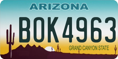 AZ license plate BOK4963