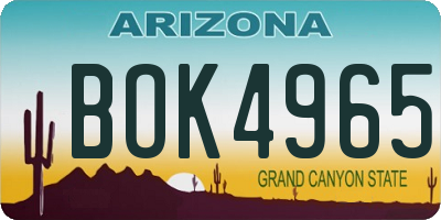 AZ license plate BOK4965