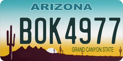 AZ license plate BOK4977