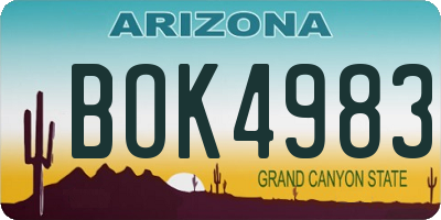 AZ license plate BOK4983