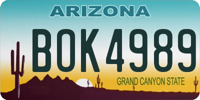 AZ license plate BOK4989