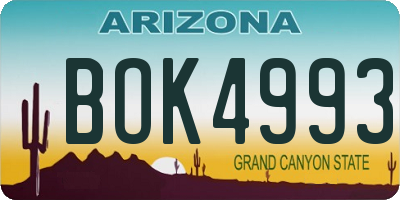 AZ license plate BOK4993