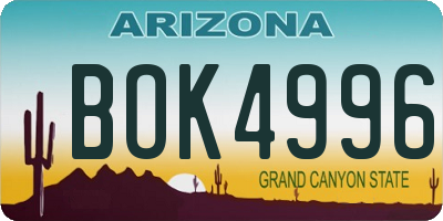AZ license plate BOK4996