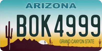 AZ license plate BOK4999