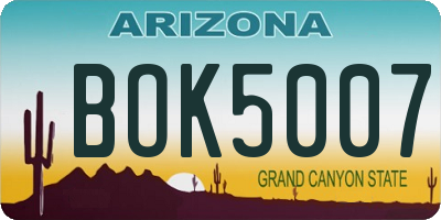 AZ license plate BOK5007