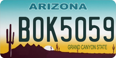 AZ license plate BOK5059