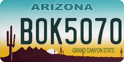 AZ license plate BOK5070