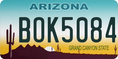 AZ license plate BOK5084